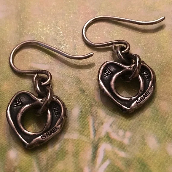 Silpada Artisan Oxidized Sterling Silver Cutout Heart Dangle Earrings W1912 - Picture 12 of 16
